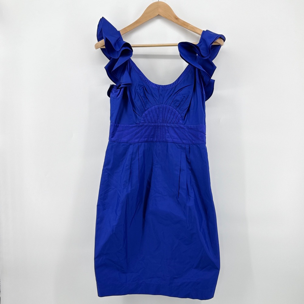 Catherine Malandrino‎ Silk Ruffle Cap Sleeve Dress Size 8 Pleated Mini Cocktail